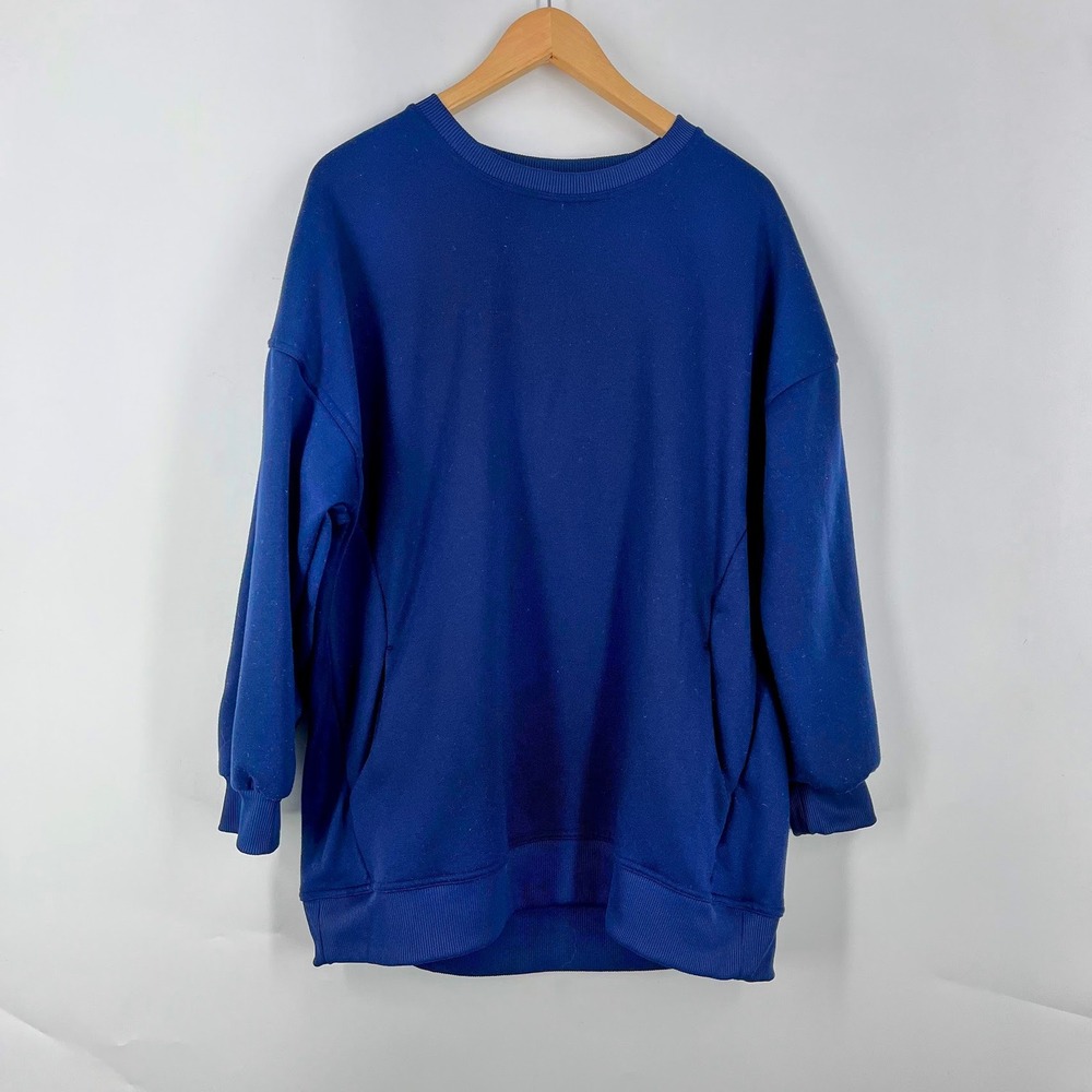 Halara Womens Oversized Crewneck Sweatshirt Pleated Back Side Pockets Size L